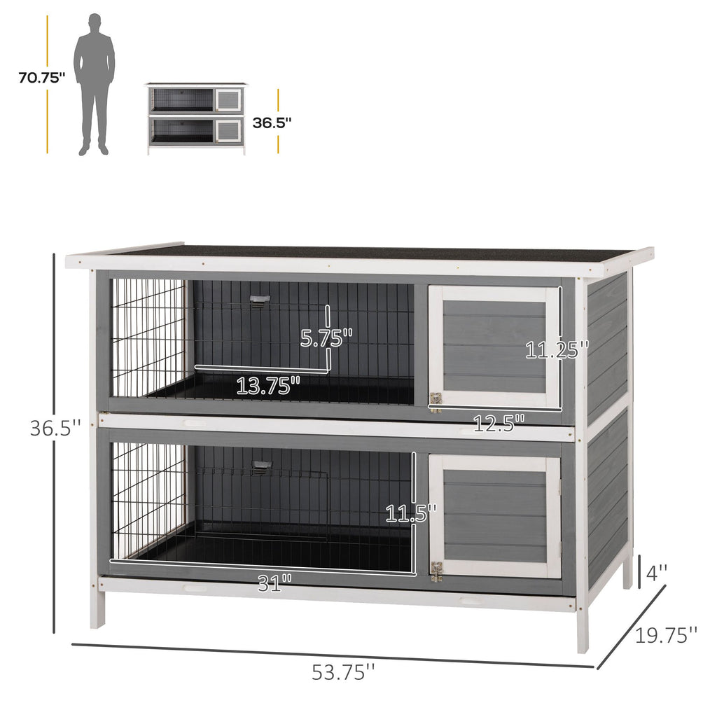 2-in-1 Outdoor Rabbit Hutch with Lockable Doors and water-ready Roof