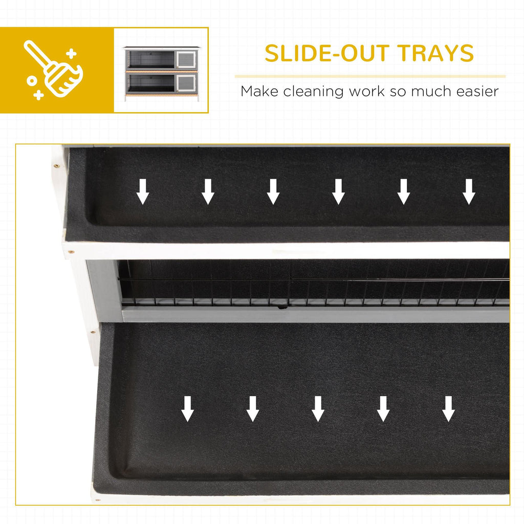 2-in-1 Outdoor Rabbit Hutch with Lockable Doors and water-ready Roof