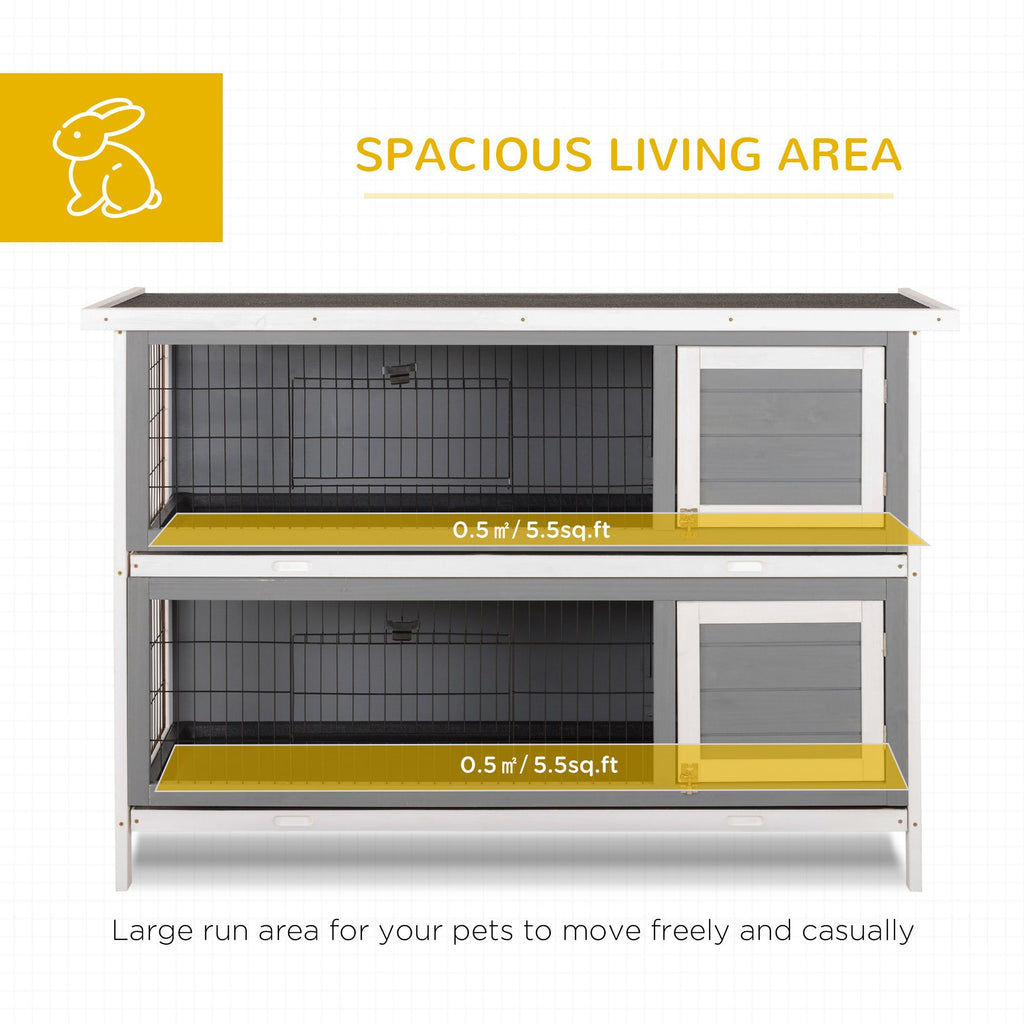 2-in-1 Outdoor Rabbit Hutch with Lockable Doors and water-ready Roof