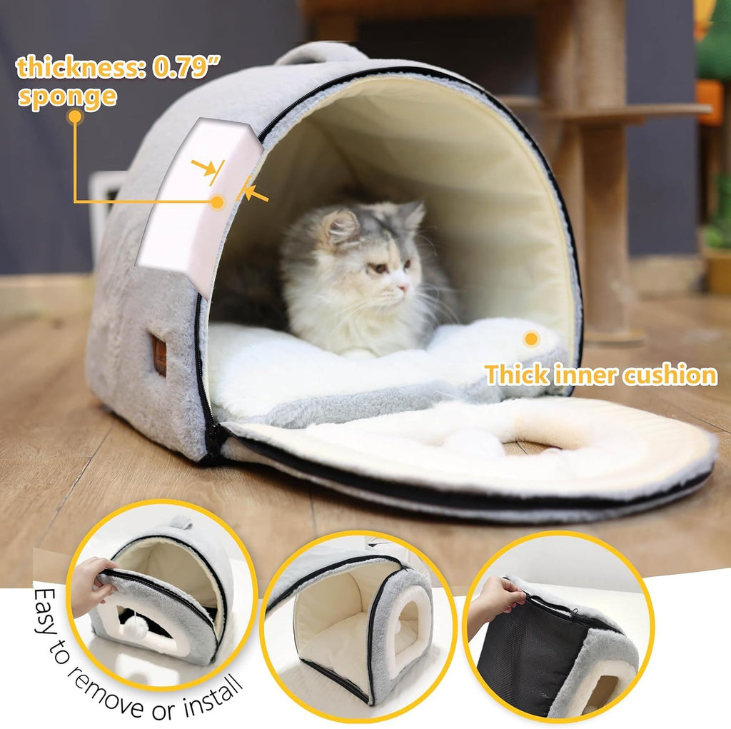 Cat Bed for Indoor Cats Foldable cat cave Anti-Slip Water-Resistant Bottom cat Houses for Indoor Cat