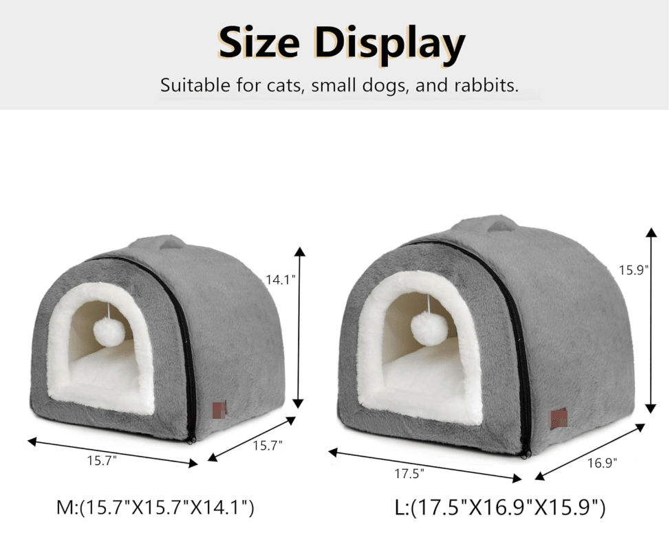 Cat Bed for Indoor Cats Foldable cat cave Anti-Slip Water-Resistant Bottom cat Houses for Indoor Cat