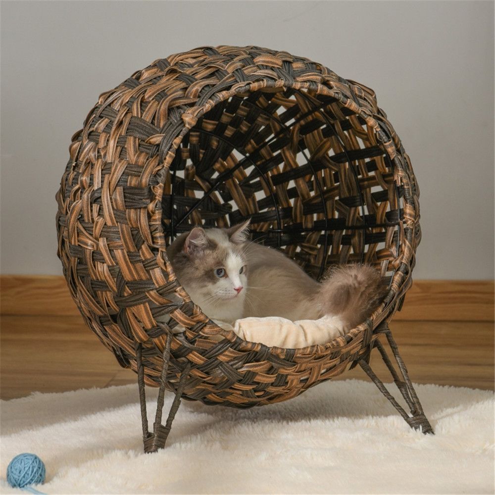 Give Your Cat a Cozy Hideaway with This Stylish Rattan Cat House