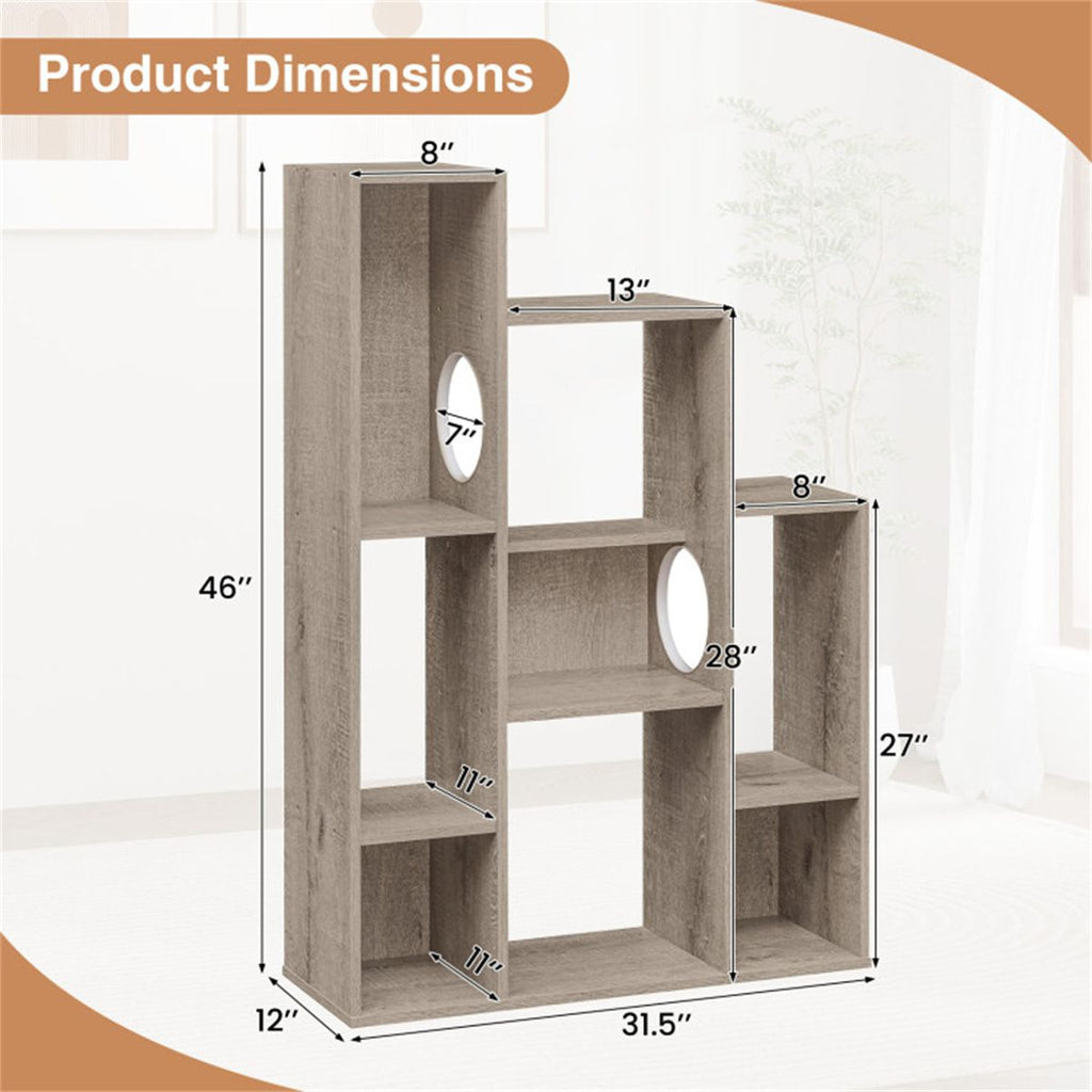 Cat Bookshelf Cabinet with 8 Storage Sections & Climbing Platforms
