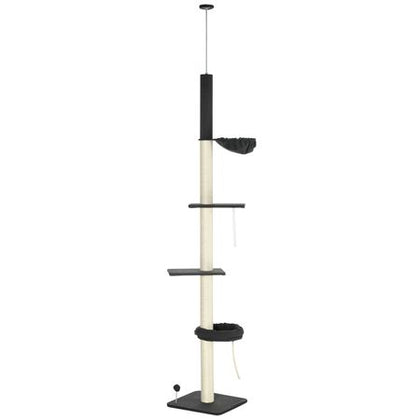 5-Tier Adjustable Cat Tower with Hammock and Scratching Posts