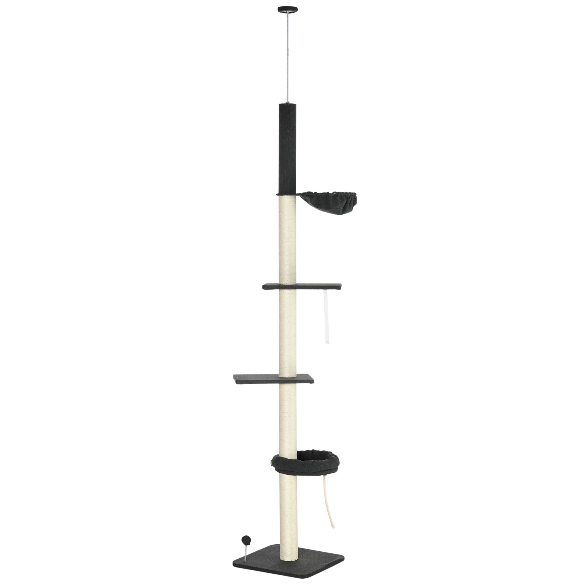 5-Tier Adjustable Cat Tower with Hammock and Scratching Posts