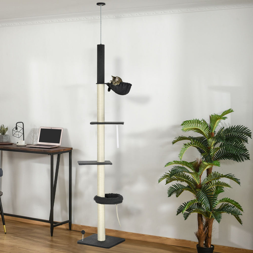 5-Tier Adjustable Cat Tower with Hammock and Scratching Posts