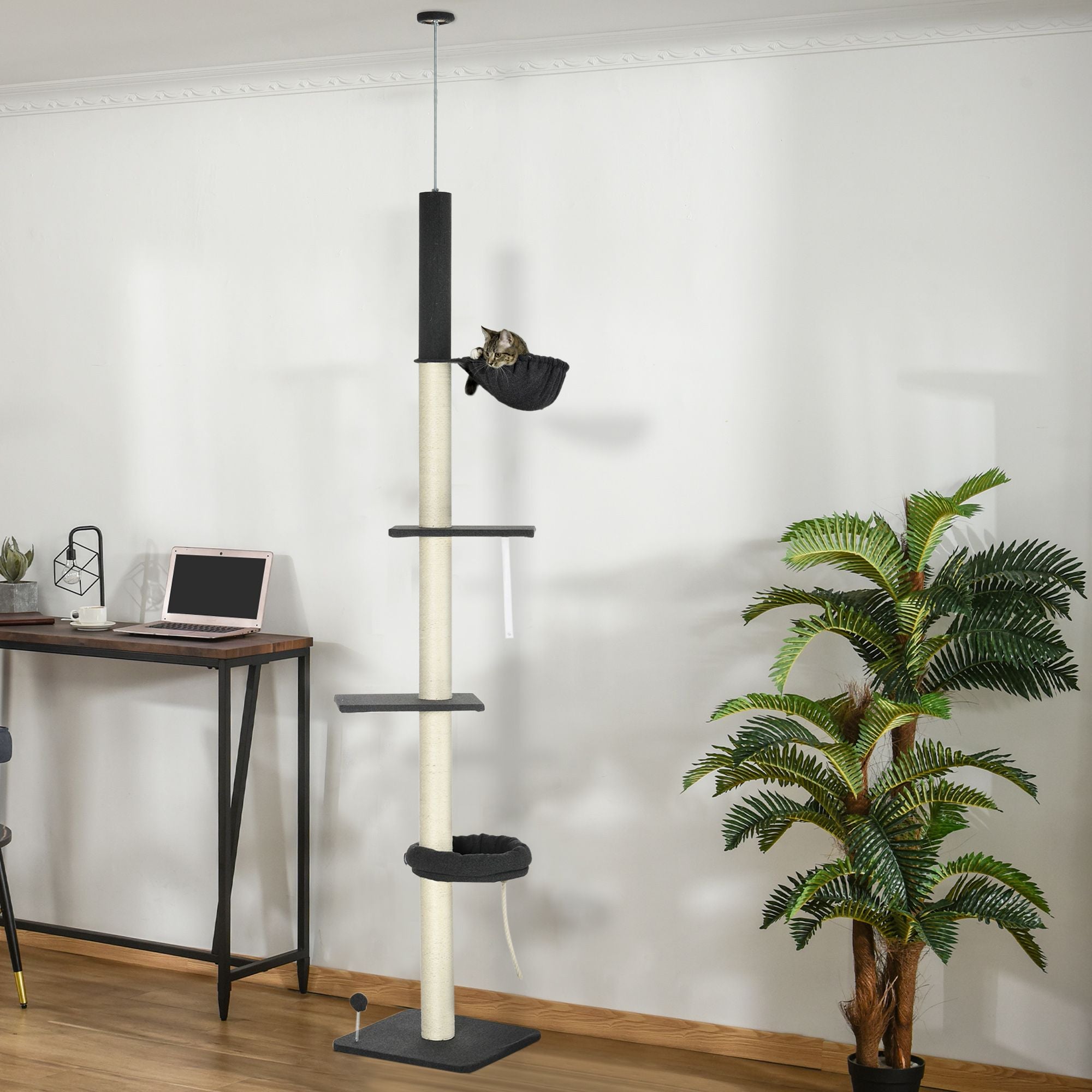 5-Tier Adjustable Cat Tower with Hammock and Scratching Posts