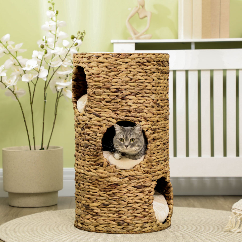 3-Story Cat Condo Tower with Cozy Hideaways and Plush Cushions