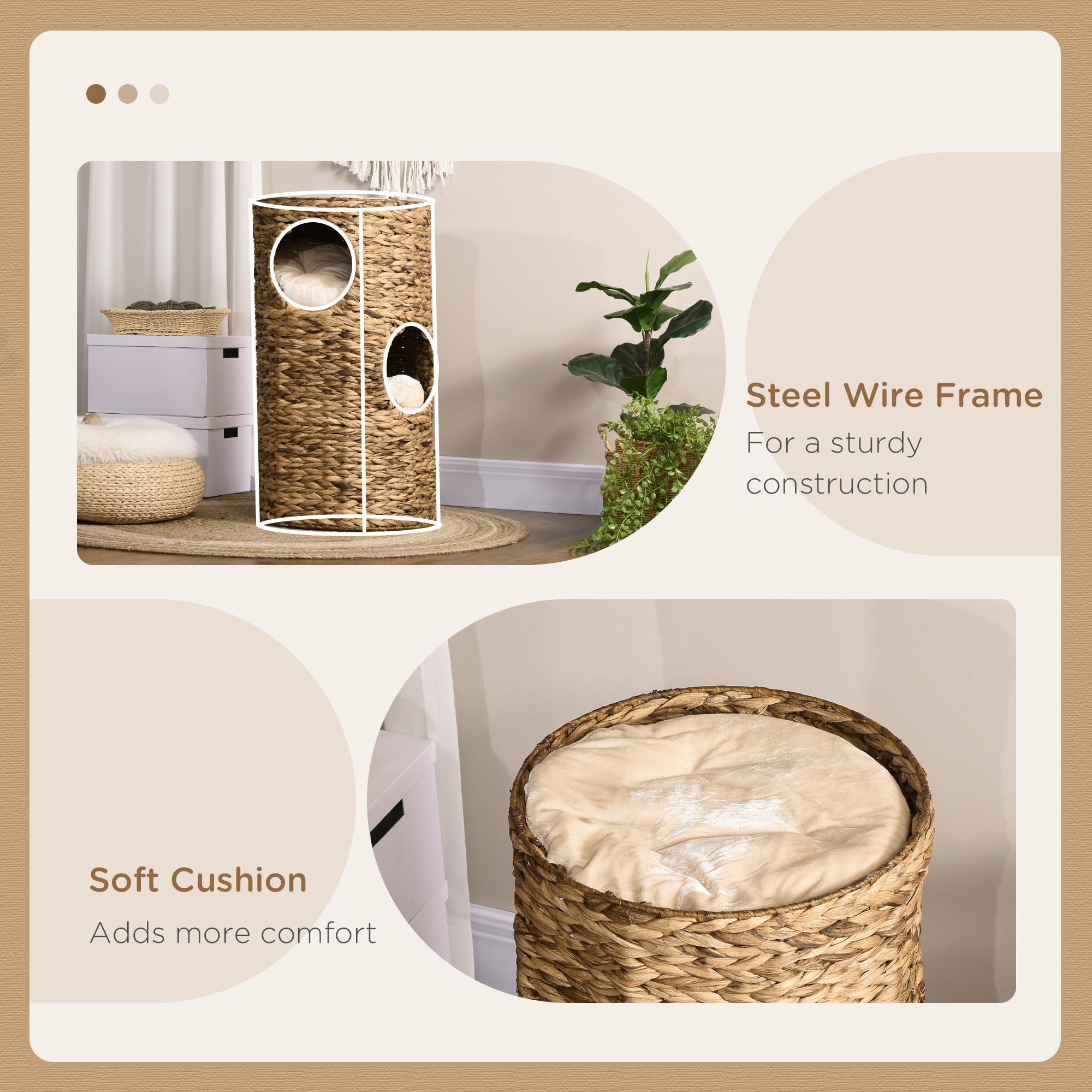 3-Story Cat Condo Tower with Cozy Hideaways and Plush Cushions