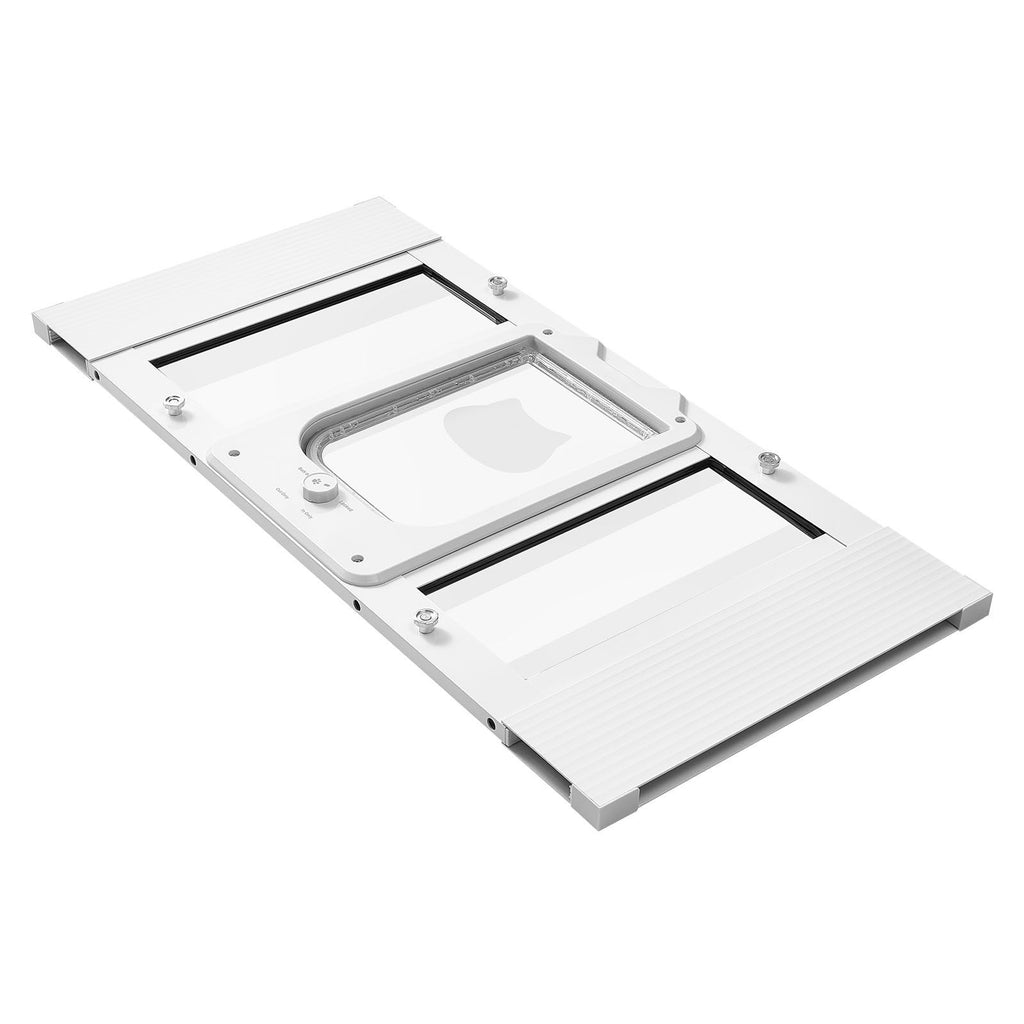 Cat Door for Window, Adjustable to Fit Window Width 27"-32", 4 Secure Lock Modes, Aluminum Frame and