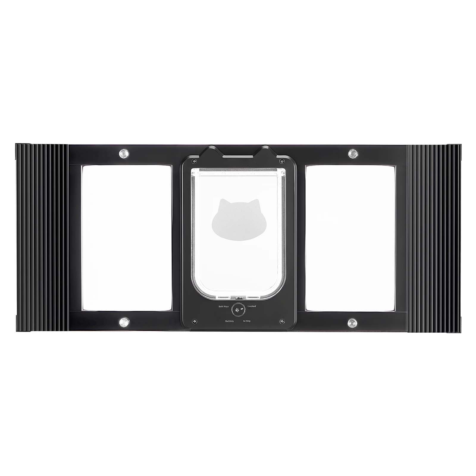Cat Door for Window, Adjustable to Fit Window Width 31"-36", 4 Secure Lock Modes, Aluminum Frame and