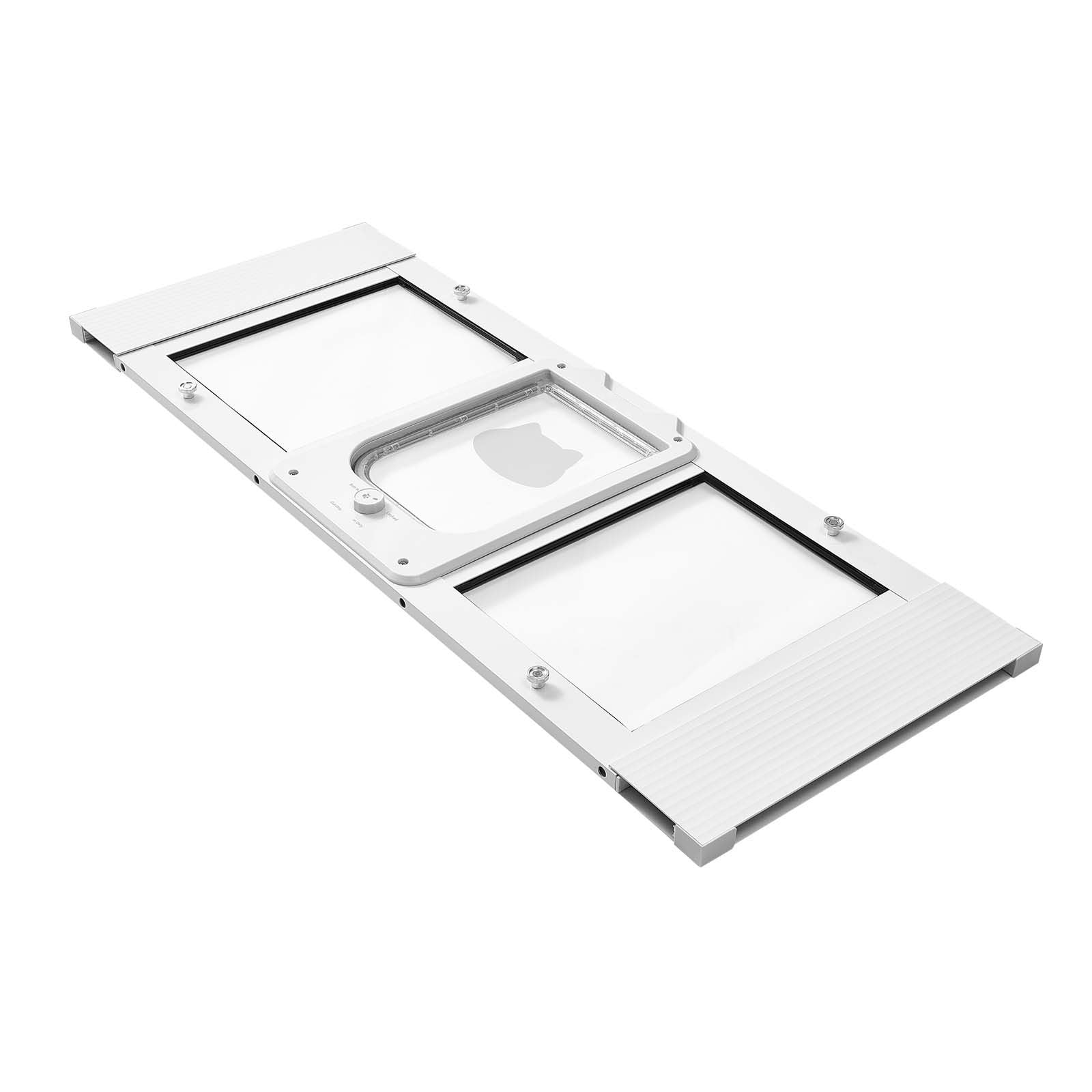 Adjustable Cat Door for Windows: 4-Way Lock, Magnetic Seal, Tool-Free