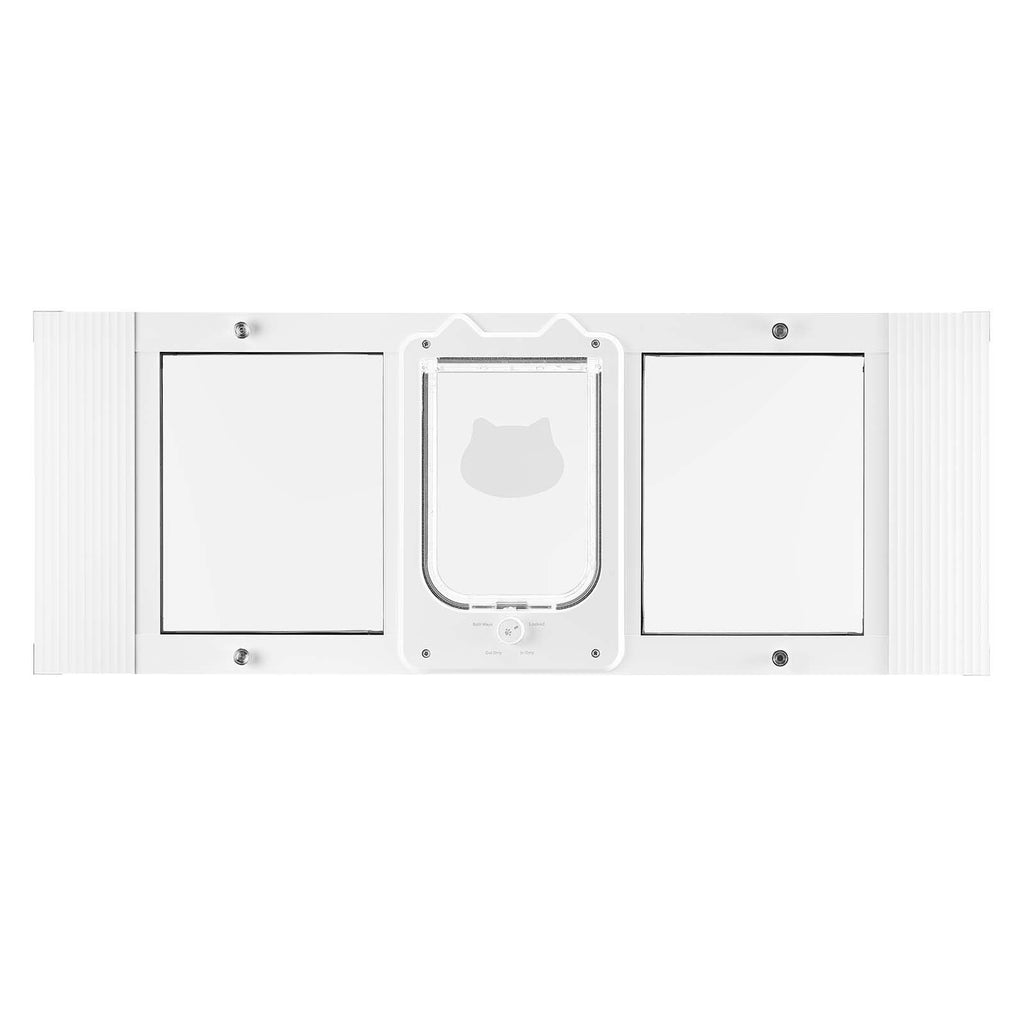 Adjustable Cat Door for Windows: 4-Way Lock, Magnetic Seal, Tool-Free