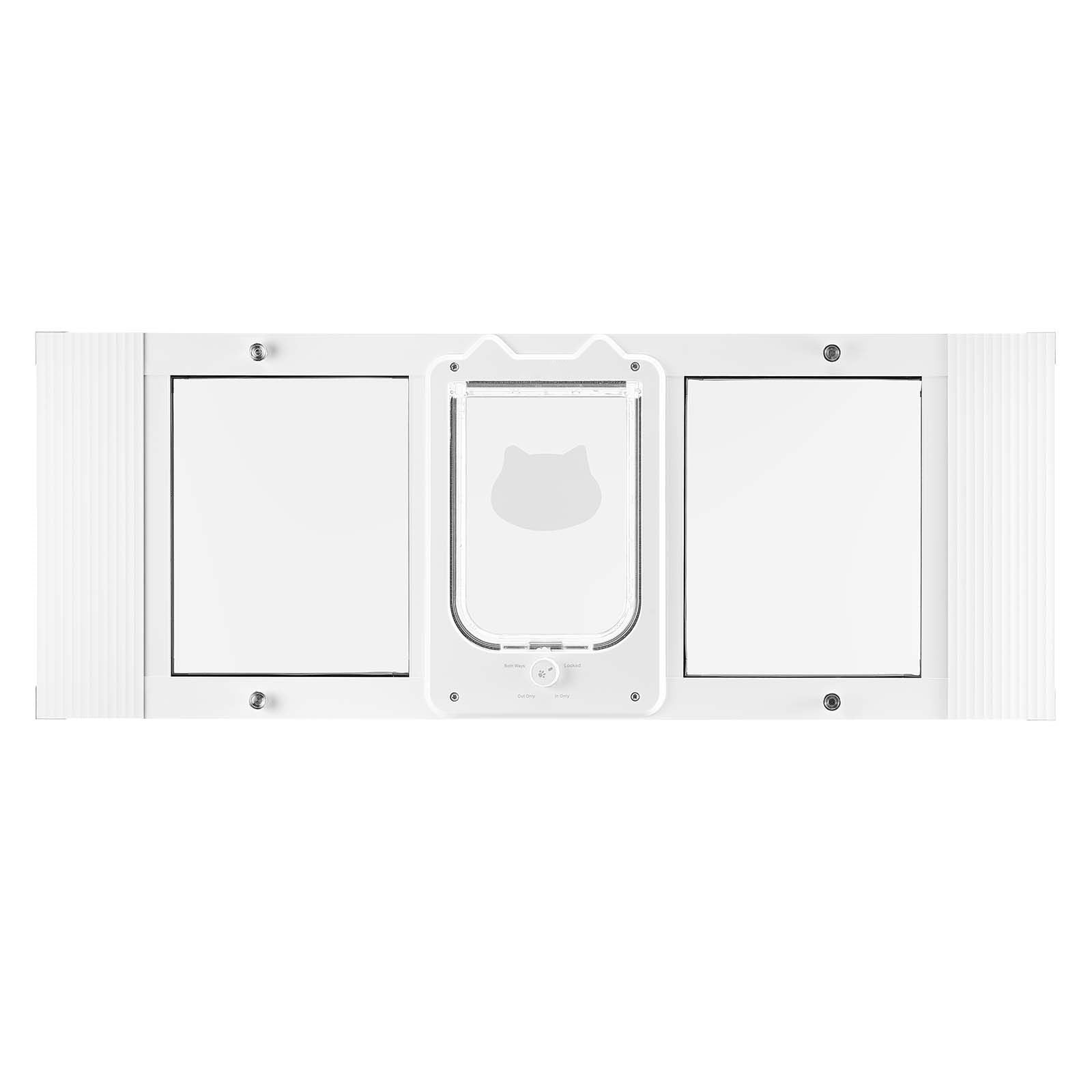 Adjustable Cat Door for Windows: 4-Way Lock, Magnetic Seal, Tool-Free