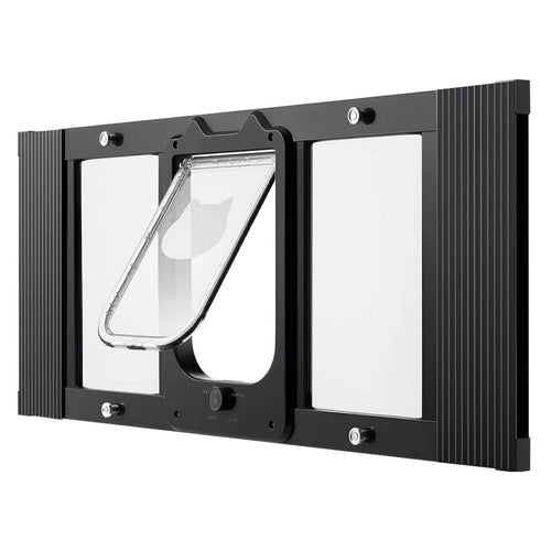 Adjustable Window Cat Door with 4-Way Lock & Auto-Close – image 2