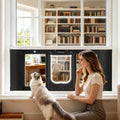 Cat Door for Window with Adjustable Length for Indoor
