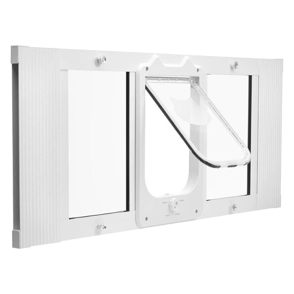Cat Door for Window with Adjustable Length for Indoor