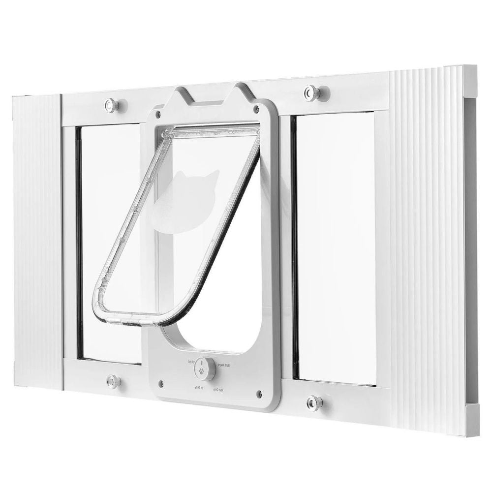 Cat Door for Window with Adjustable Length for Indoor