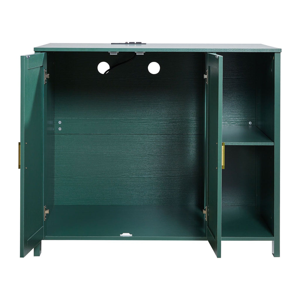 Enclosed Cat Litter Box Cabinet with Power Outlet and Storage