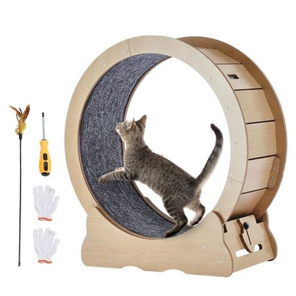 Cat Exercise Wheel, Large Cat Treadmill Wheel for Indoor Cats, 29.5 Cat Running Wheel with Deta