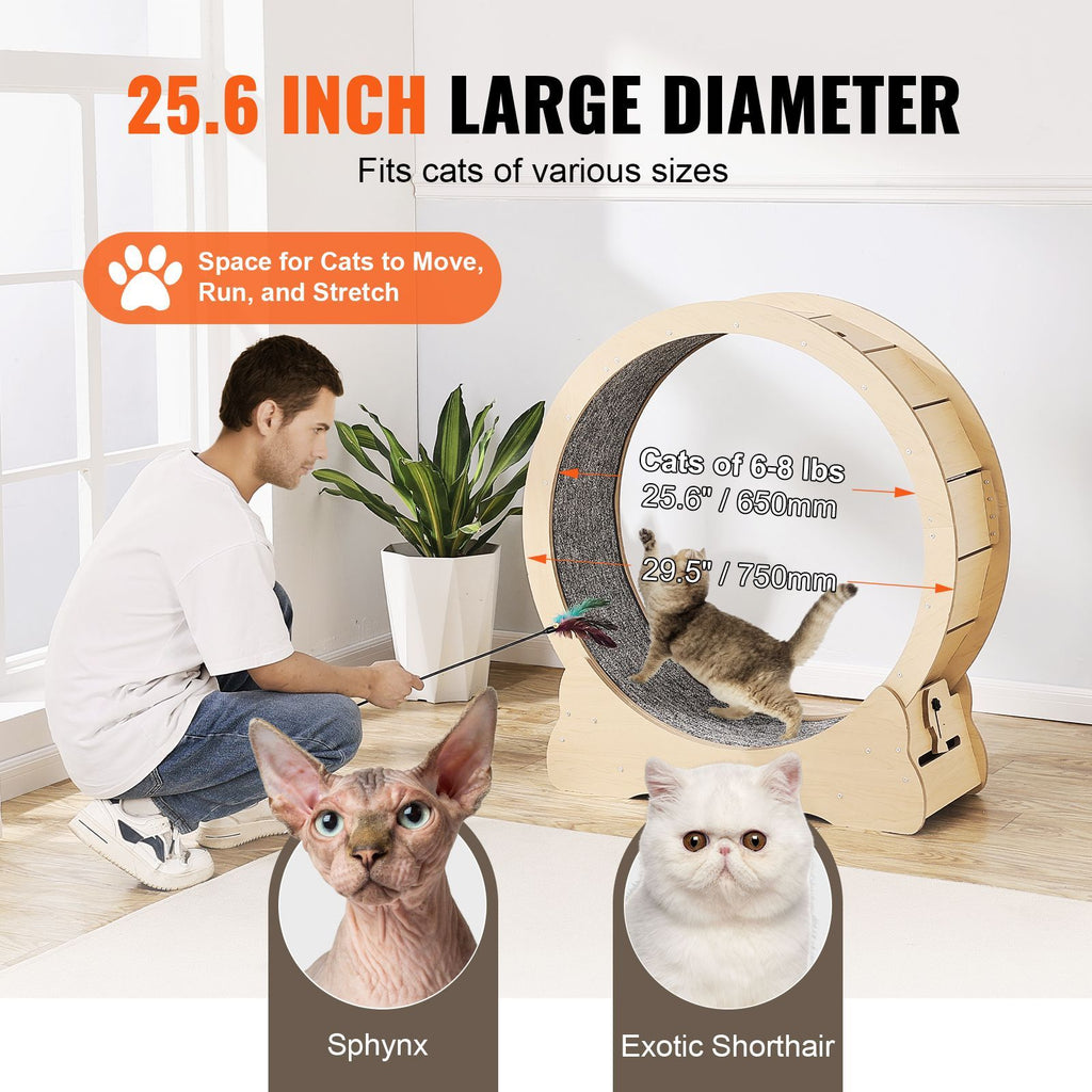 Cat Exercise Wheel, Large Cat Treadmill Wheel for Indoor Cats, 29.5 Cat Running Wheel with Deta