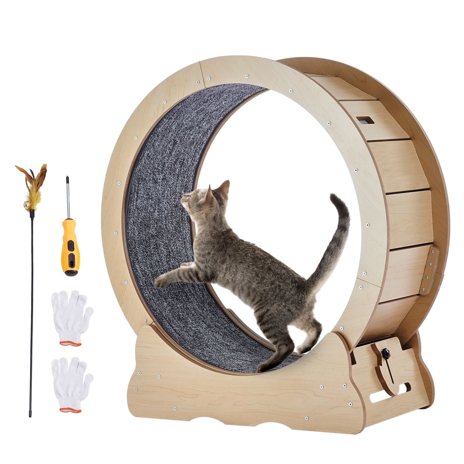 Cat Exercise Wheel, Large Cat Treadmill Wheel for Indoor Cats, 29.5 Cat Running Wheel with Deta