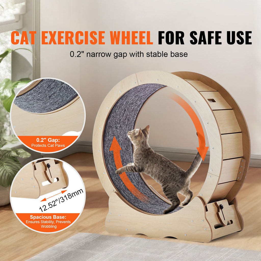 Cat Exercise Wheel, Large Cat Treadmill Wheel for Indoor Cats, 29.5 Cat Running Wheel with Deta