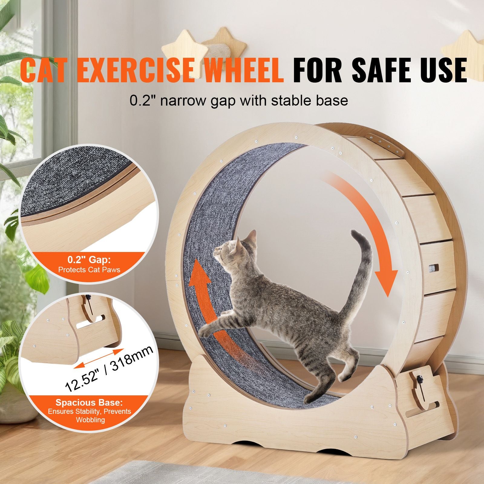 Sturdy Cat Exercise Wheel with Detachable Carpet and Noise Reduction