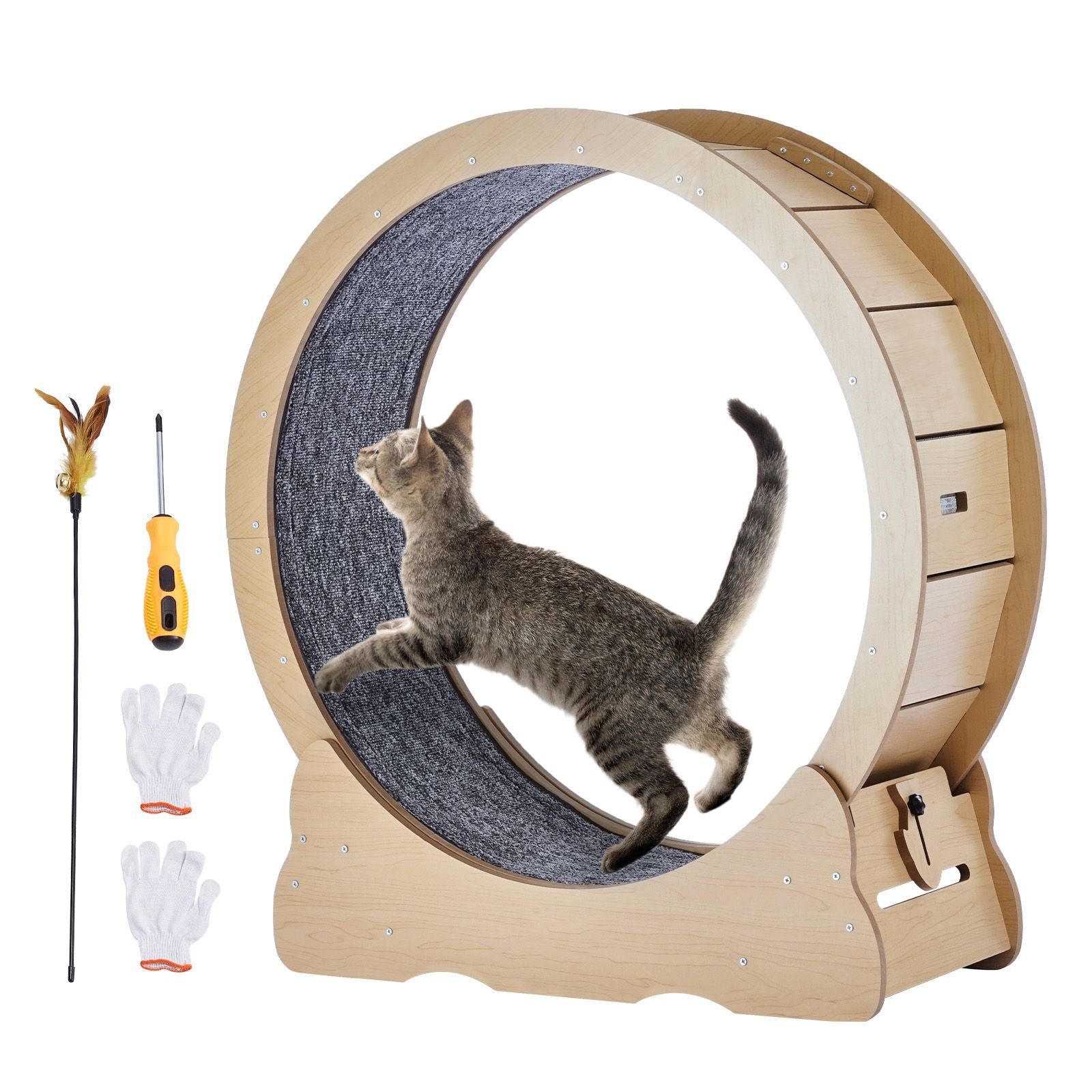 Sturdy Cat Exercise Wheel with Detachable Carpet and Noise Reduction
