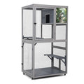 Cat House Catio Outdoor Enclosure with Platforms, 66'' cat condos on Wheels for Outdoor Patio, Dark Gray