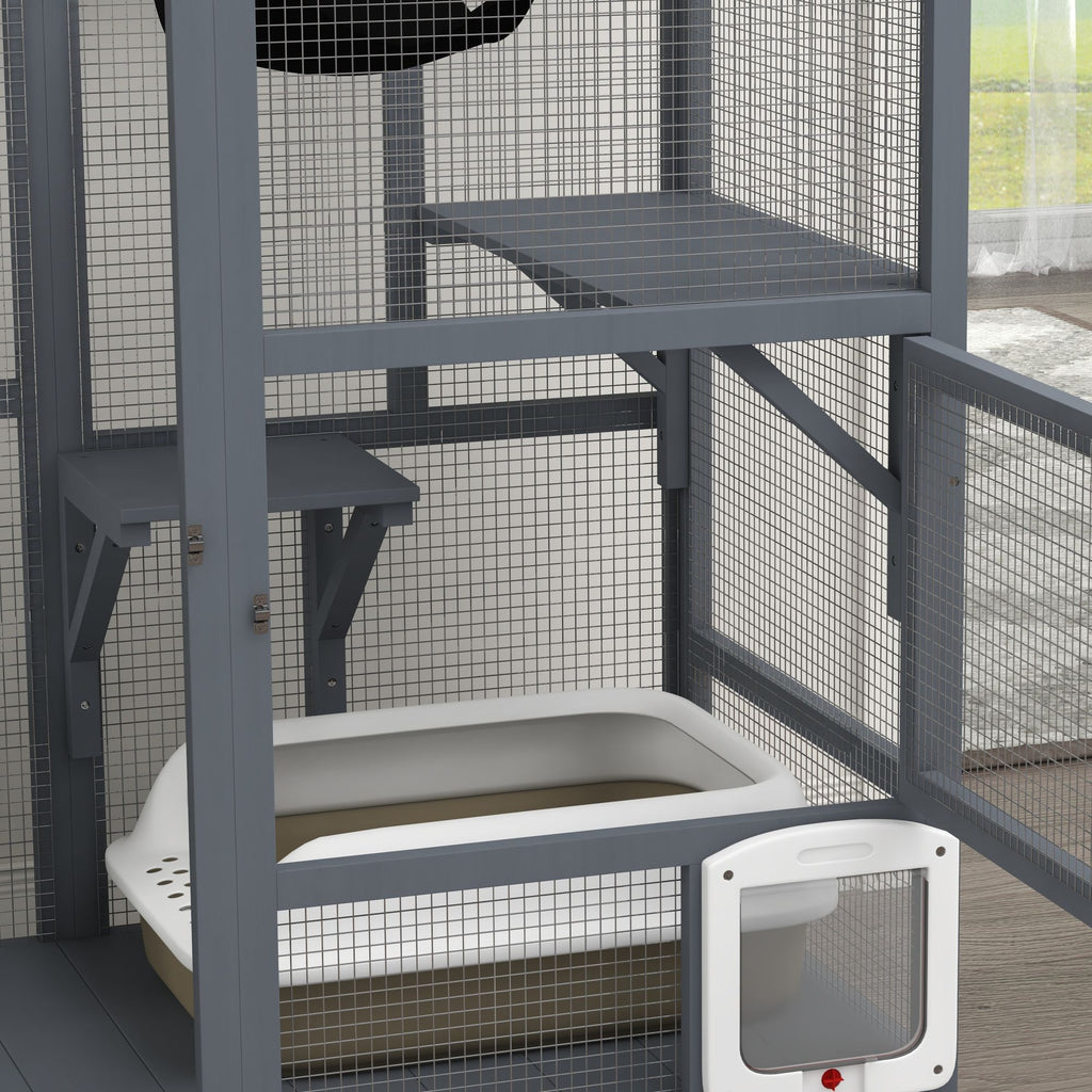 Multi-Level Cat Enclosure on Wheels with Openable Top – Fun & Secure
