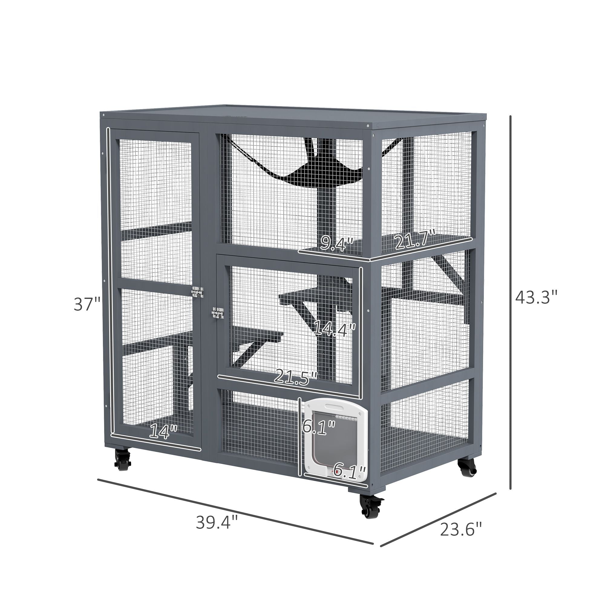 Multi-Level Cat Enclosure on Wheels with Openable Top – Fun & Secure