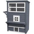 Outdoor 3-Tier Cat Shelter with Windows, Escape Doors & Jump Platforms