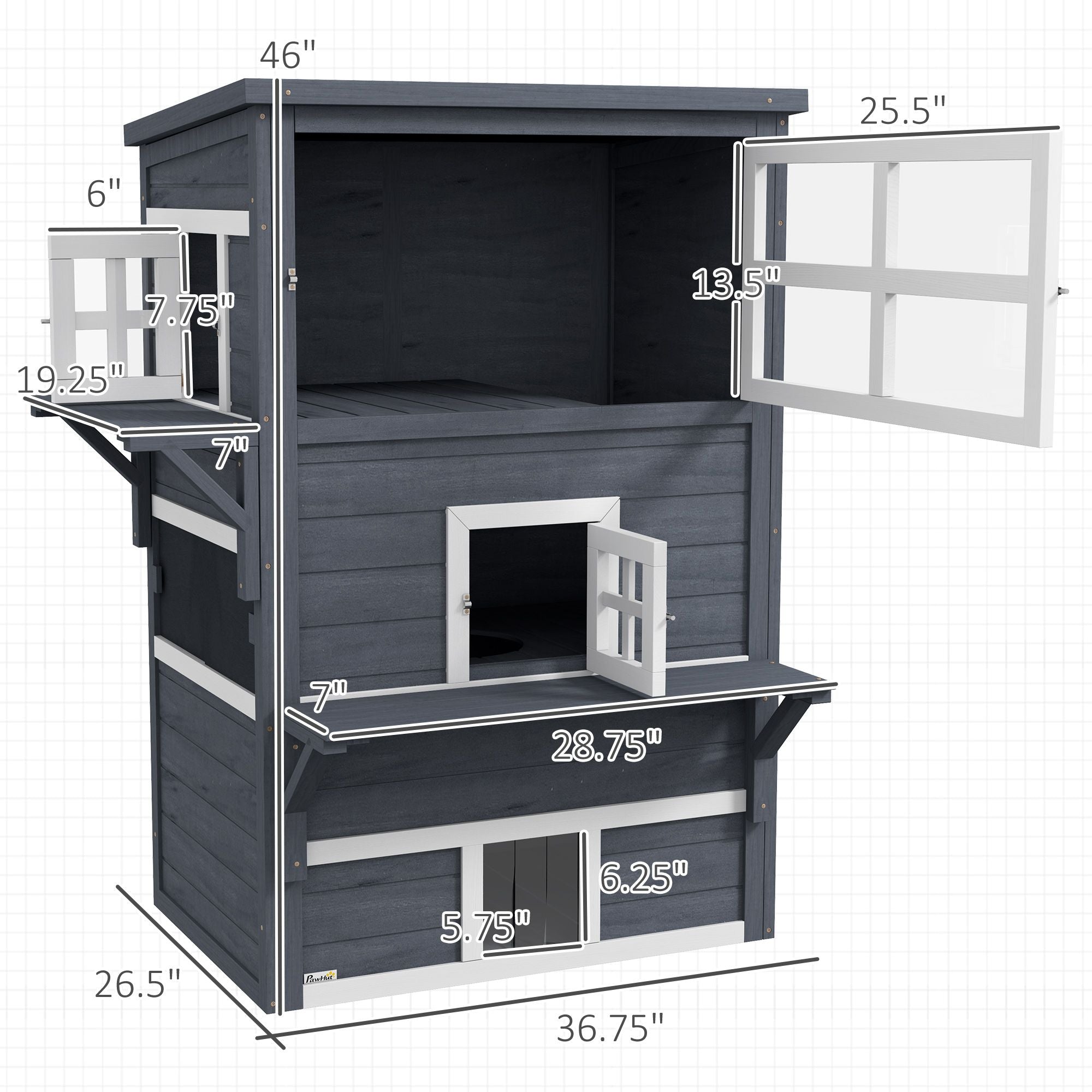 Outdoor 3-Tier Cat Shelter with Windows, Escape Doors & Jump Platforms