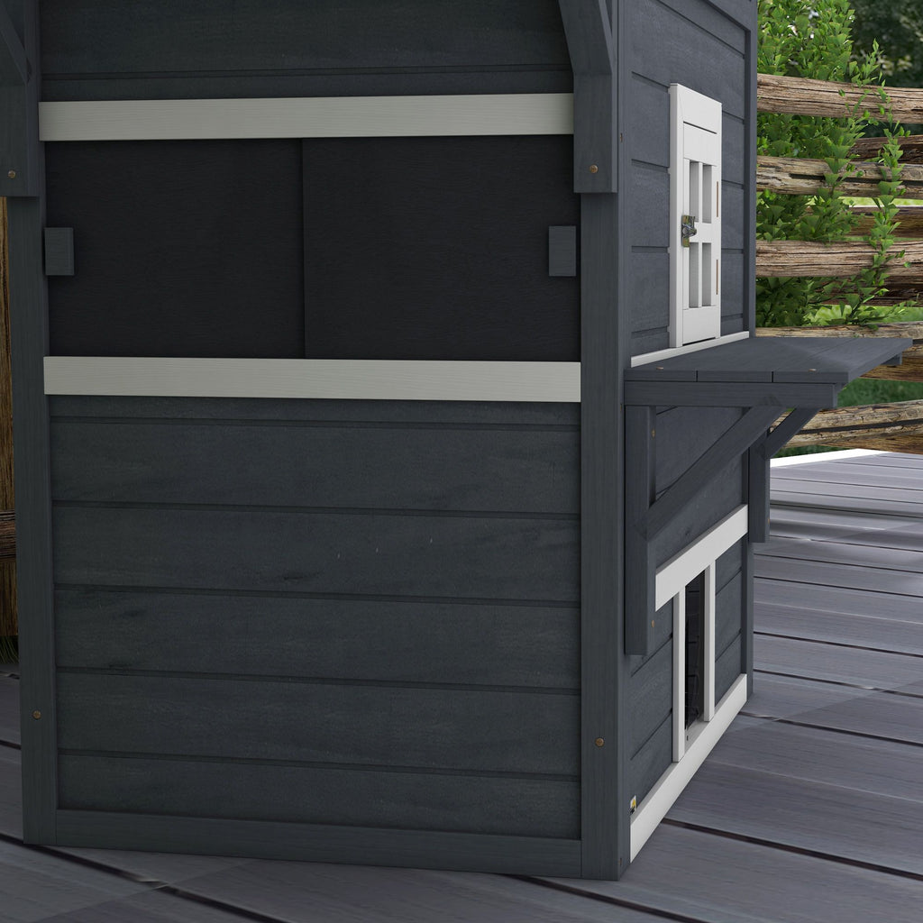 Outdoor 3-Tier Cat Shelter with Windows, Escape Doors & Jump Platforms