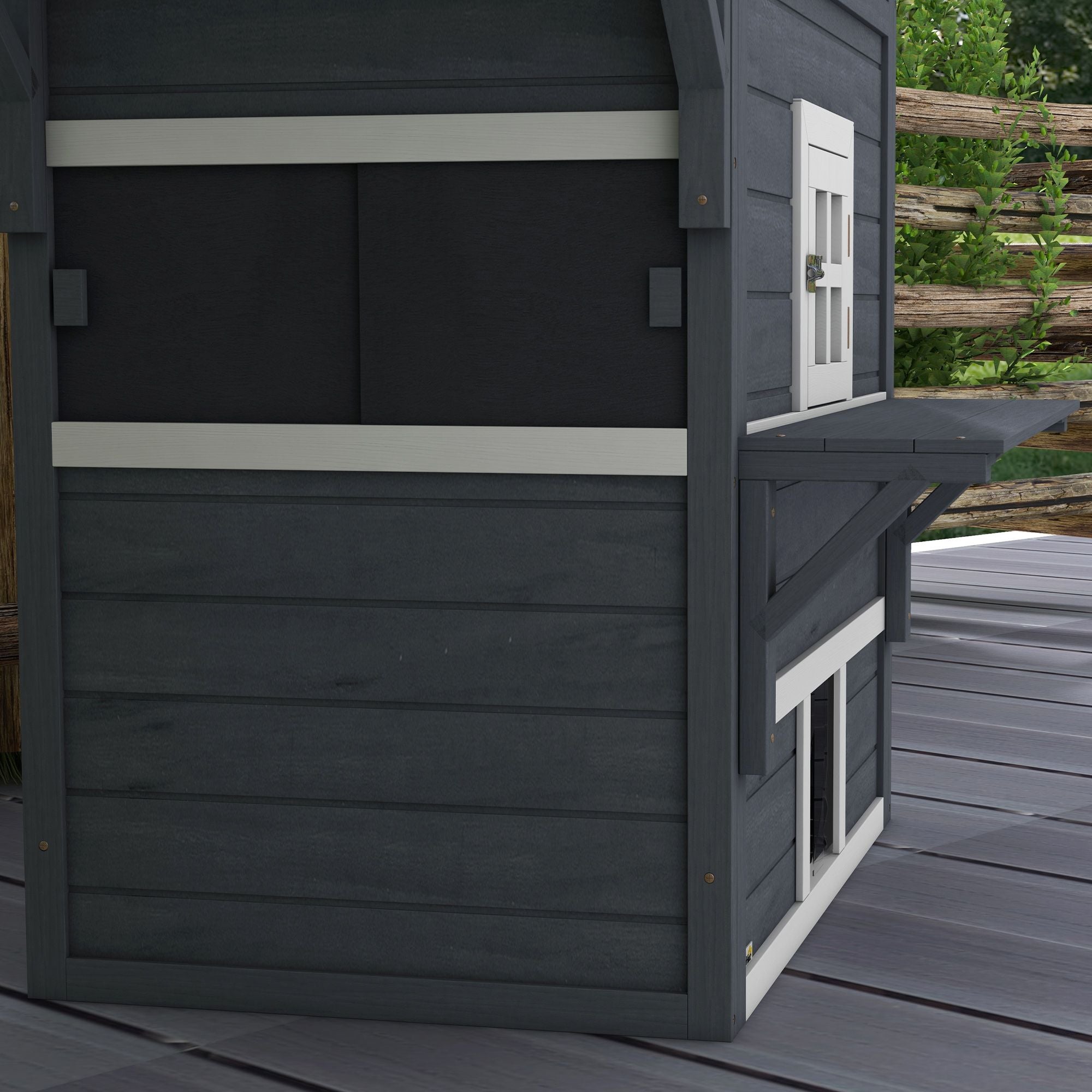 Outdoor 3-Tier Cat Shelter with Windows, Escape Doors & Jump Platforms