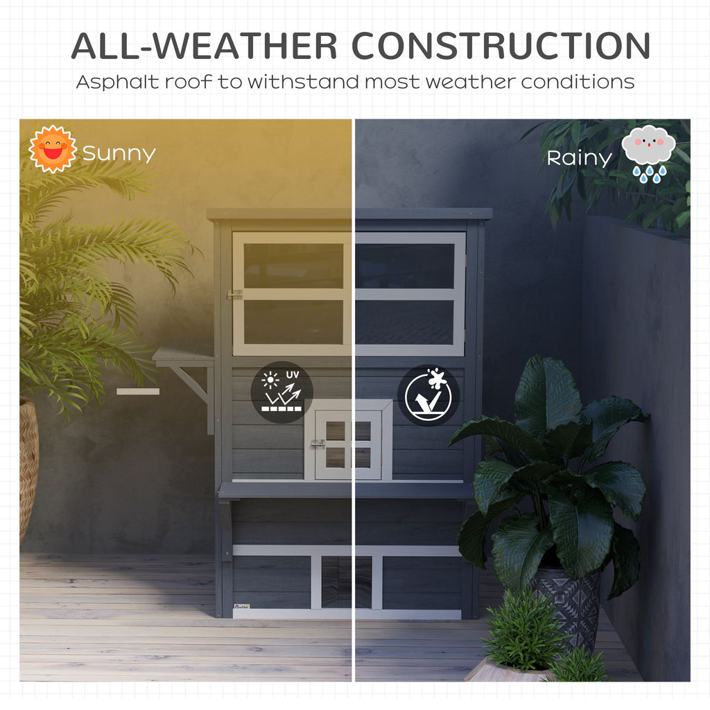 Outdoor 3-Tier Cat Shelter with Windows, Escape Doors & Jump Platforms