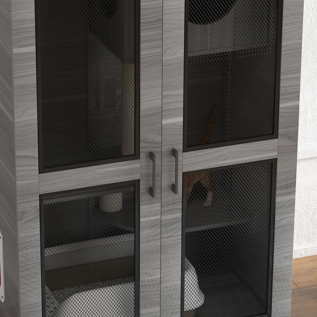 Cat House with Cat Tree and Scratching Posts on Wheels