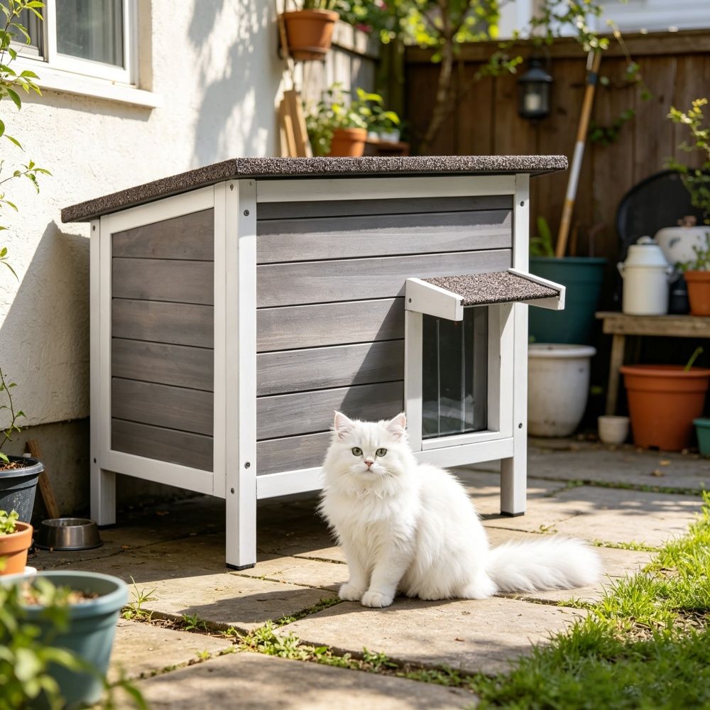 Cat House with Easy to Clean and Waterproof Asphalt for Outdoor