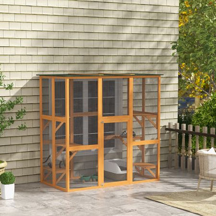 Spacious Outdoor Cat House with 6 Climbing Platforms
