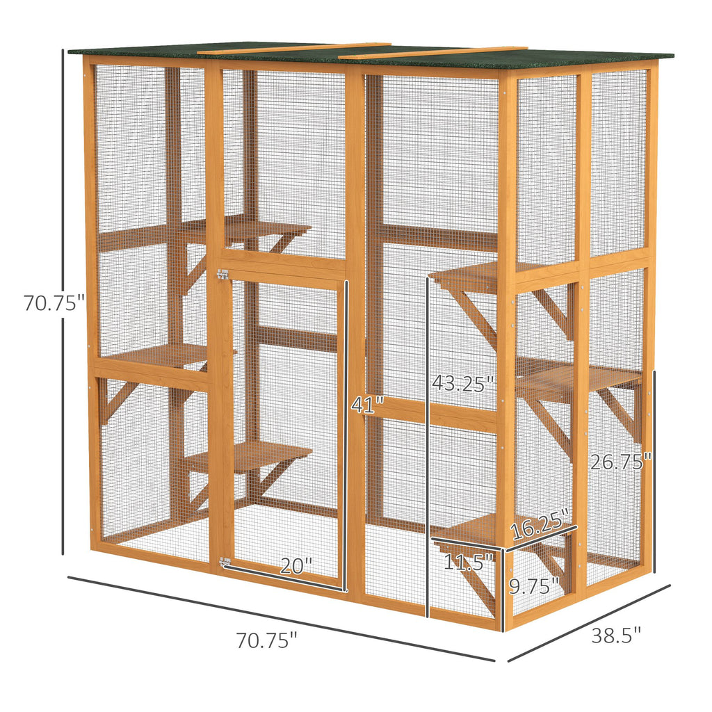 Spacious Outdoor Cat House with 6 Climbing Platforms