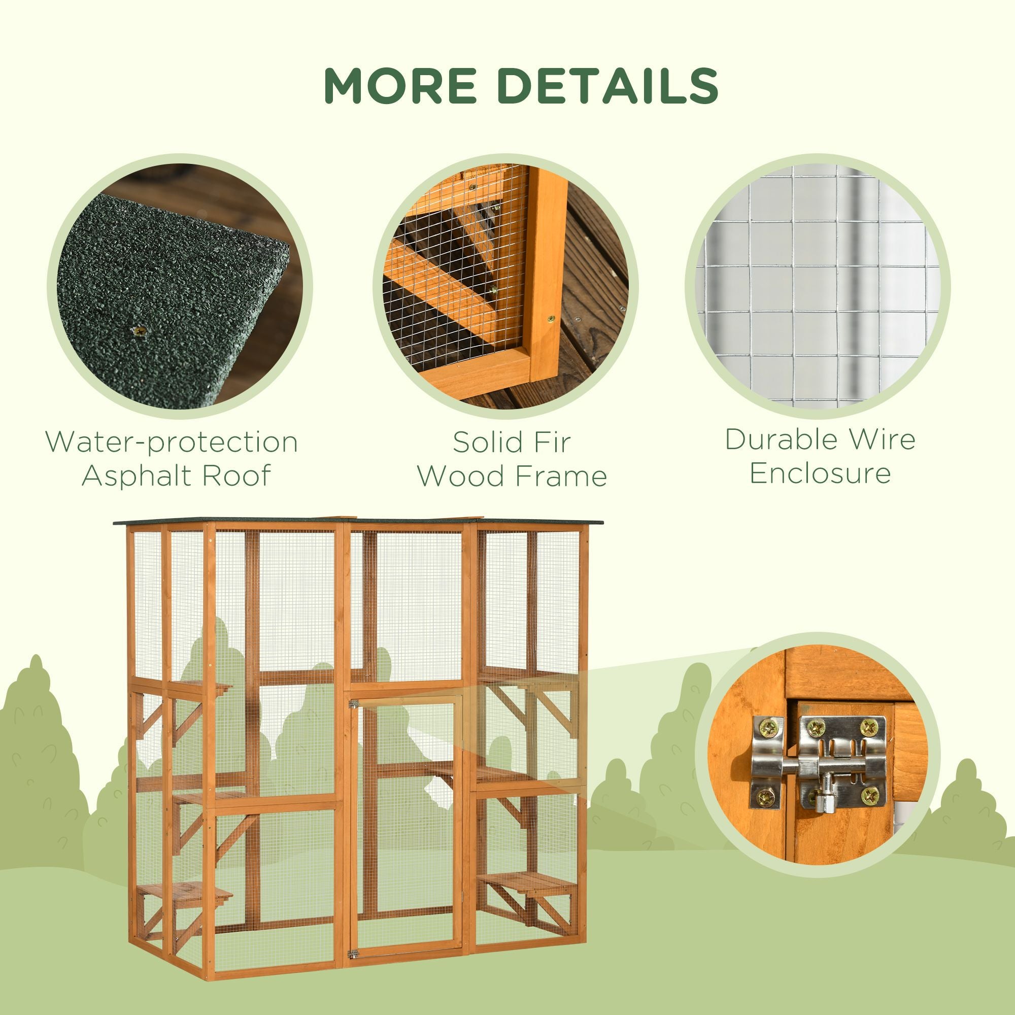 Spacious Outdoor Cat House with 6 Climbing Platforms