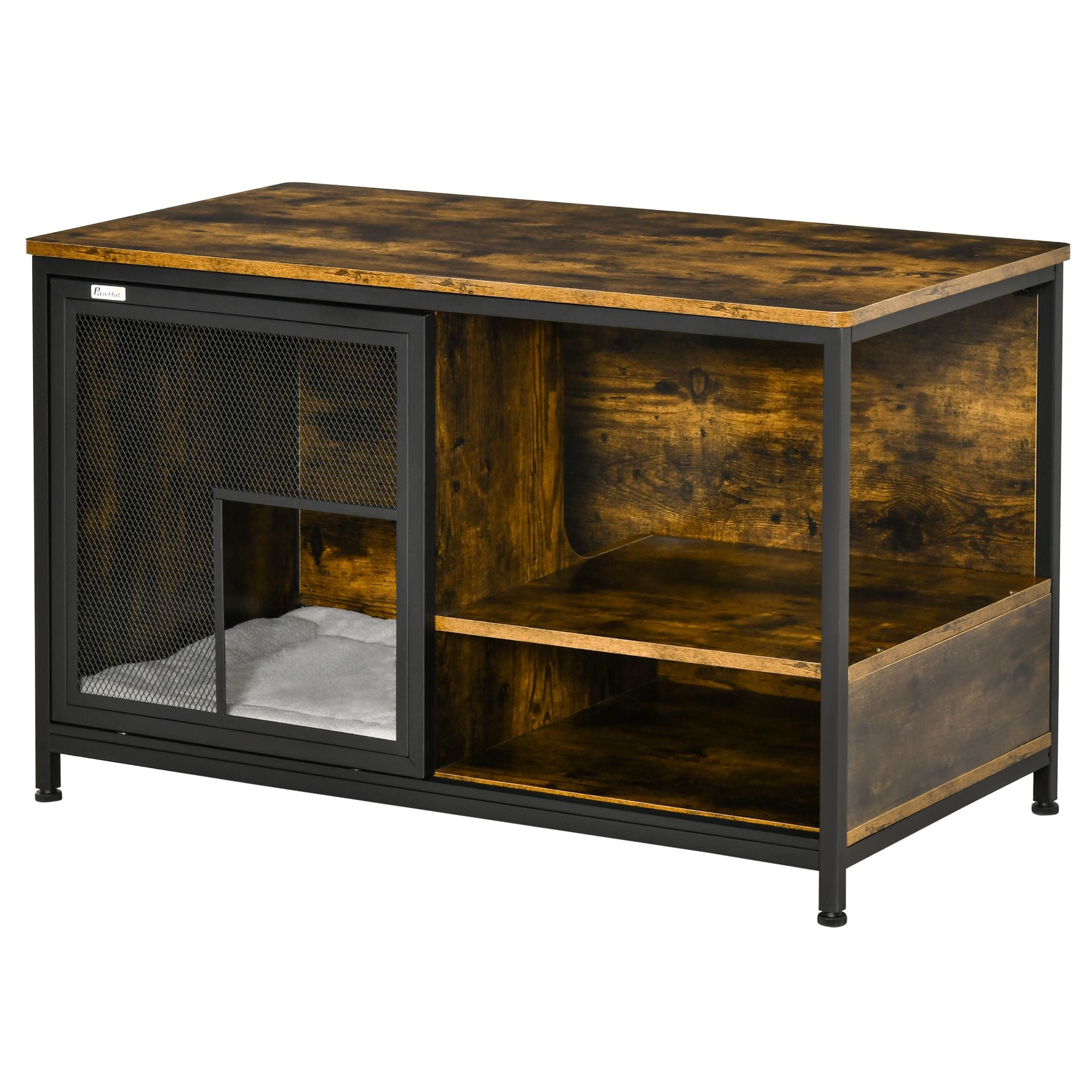 Stylish Cat Kennel End Table: Cozy Hideaway with Storage & Ventilation