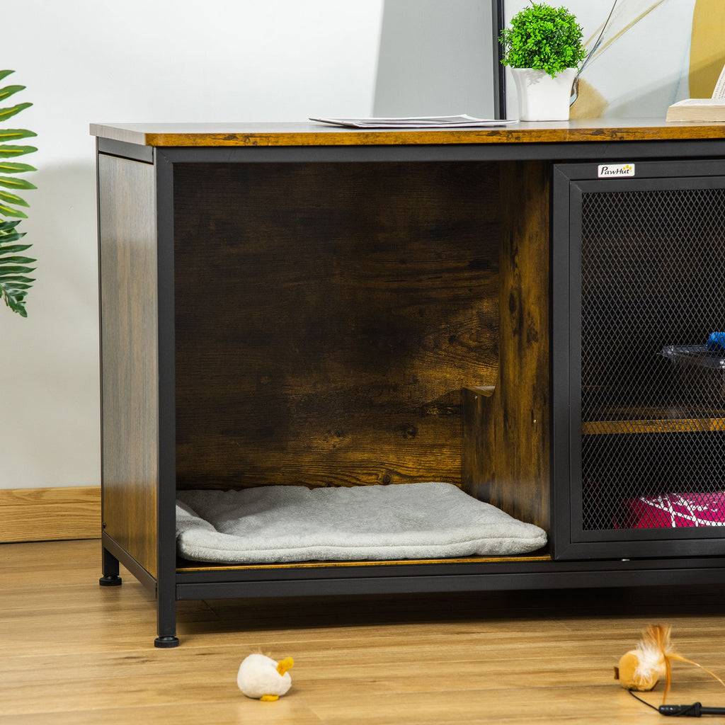 Stylish Cat Kennel End Table: Cozy Hideaway with Storage & Ventilation