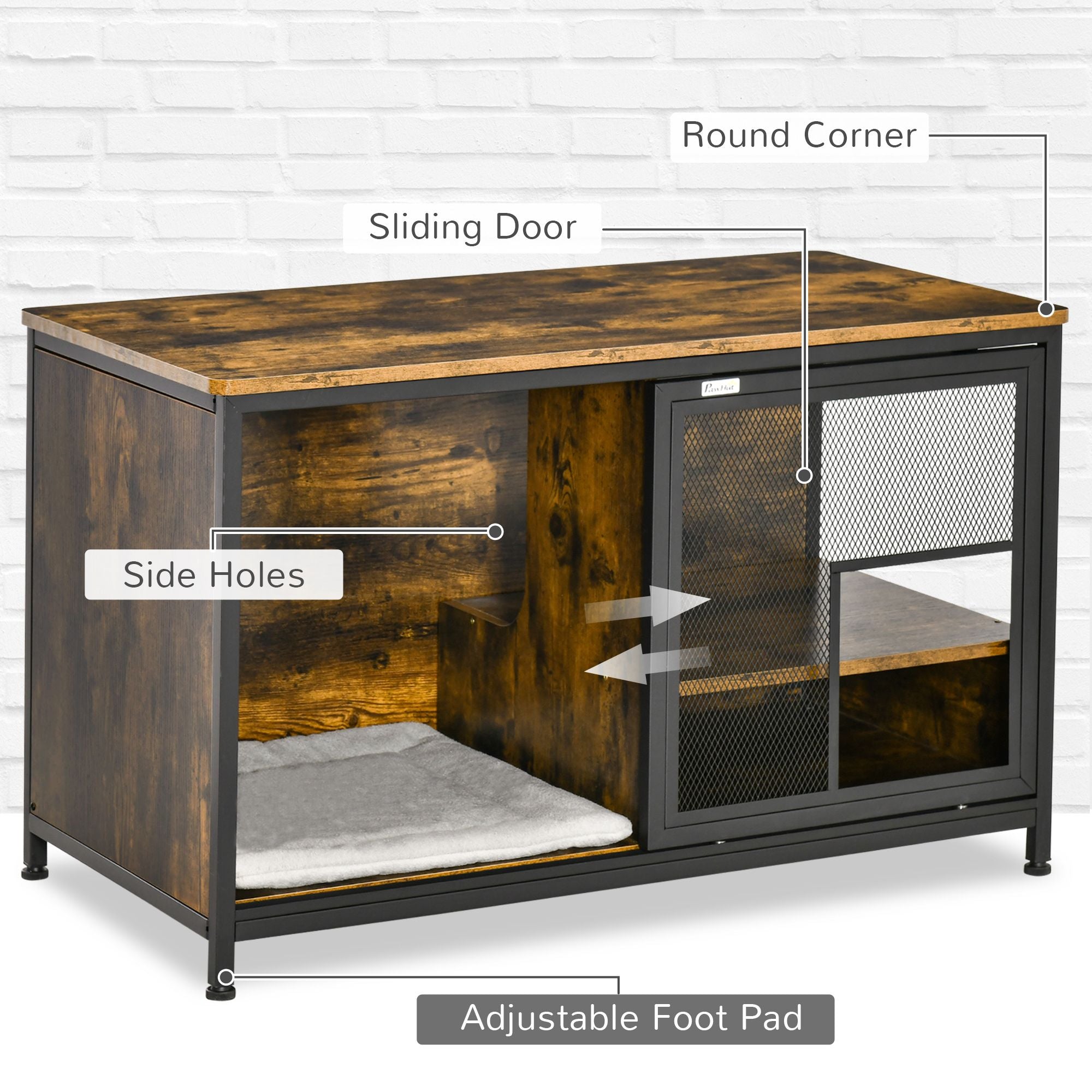 Stylish Cat Kennel End Table: Cozy Hideaway with Storage & Ventilation