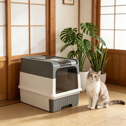 Front-Entry Top-Exit Cat Litter Box with Odor Control