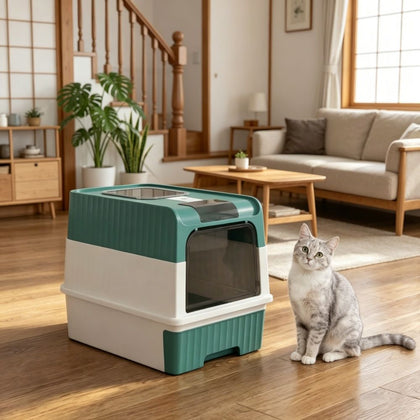 Front-Entry Top-Exit Cat Litter Box, 18.9