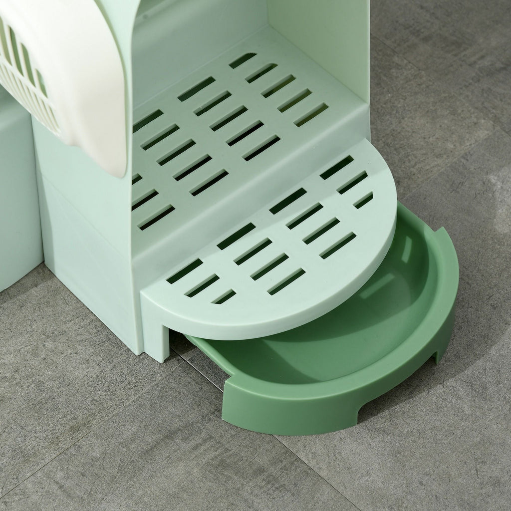 Cat Litter Box Easy to Clean Open with Scoop, Green