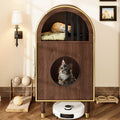 Modern Arched Cat Litter Box Enclosure with 2-Tier Cozy Haven