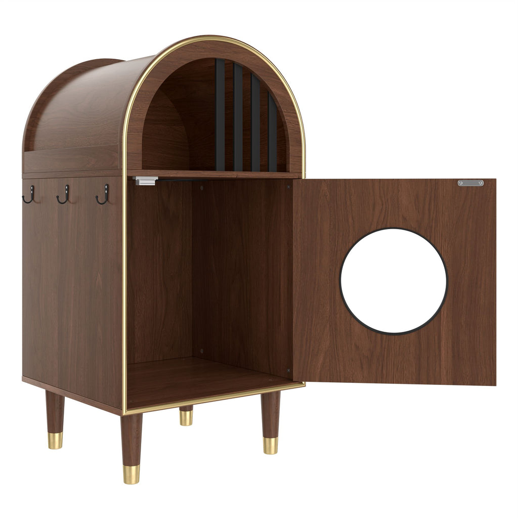 Modern Arched Cat Litter Box Enclosure with 2-Tier Cozy Haven